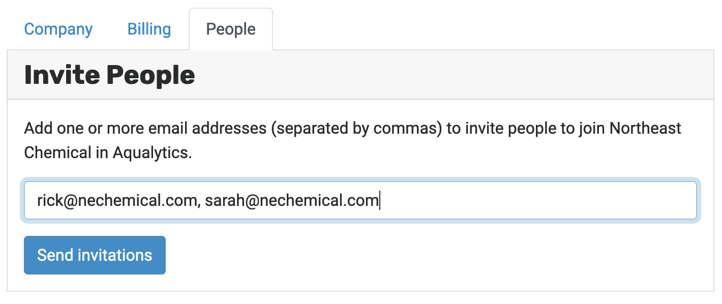 Invite people to Aqualytics by email