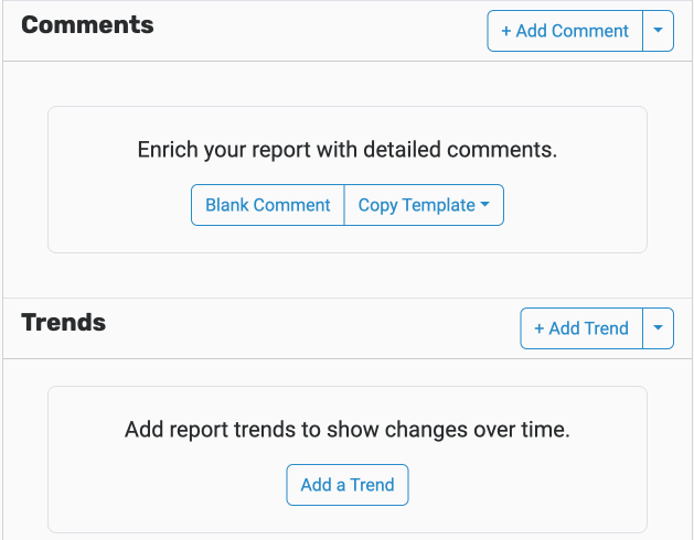 Adding comments and analysis to a report